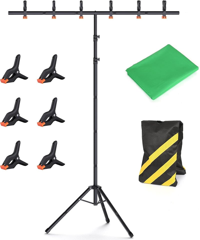 Forlogic Green Screen Backdrop Kit with Stand, 8x5.3ft Portable GreenScreen Background Stand for Streaming Video and Photography Shoots - Image 1